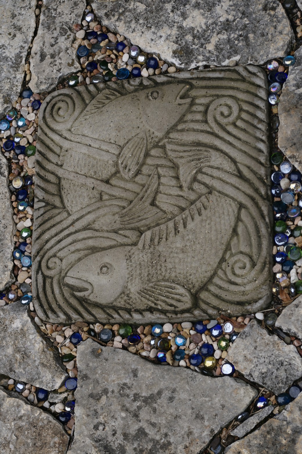 fish fish stepping stones marbled glass garden steps