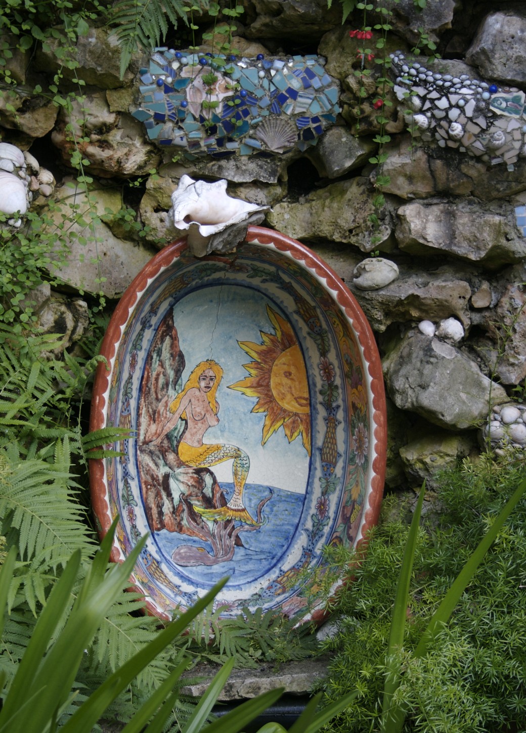 mermaid Mexican painted shrine grotto fishpond