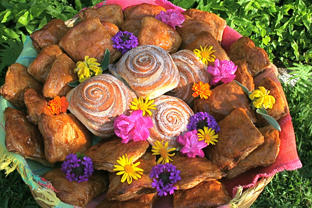 pastries on platter with flowers mexican pan dulce